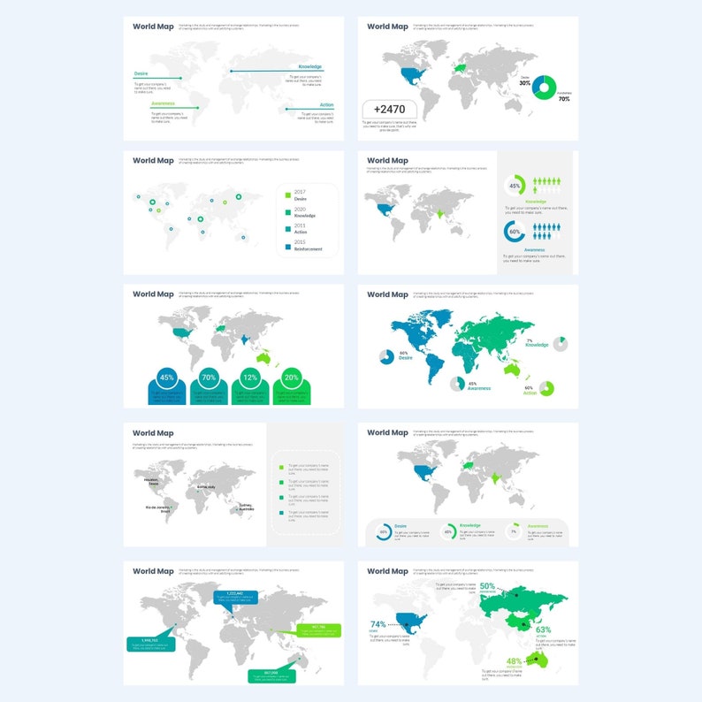 World Map Charts Powerpoint Template | Editable Presentation - Etsy