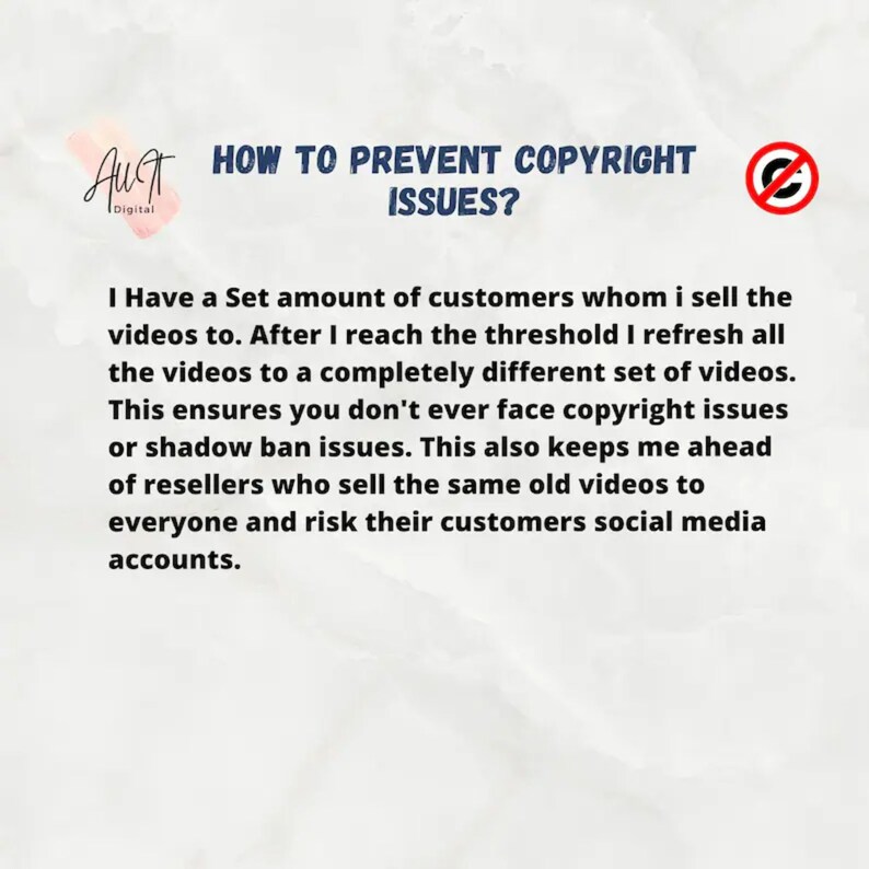 K&ouml;nnte beinhalten: Text auf wei&szlig;em Hintergrund mit einem rot-wei&szlig;en Logo oben links. Der Text lautet "WIE MAN COPYRIGHT-PROBLEME VERHINDERT?" und wird mit einem Absatz fortgesetzt, der erkl&auml;rt, wie man Copyright-Probleme vermeidet, indem man Videos f&uuml;r Kunden aktualisiert.