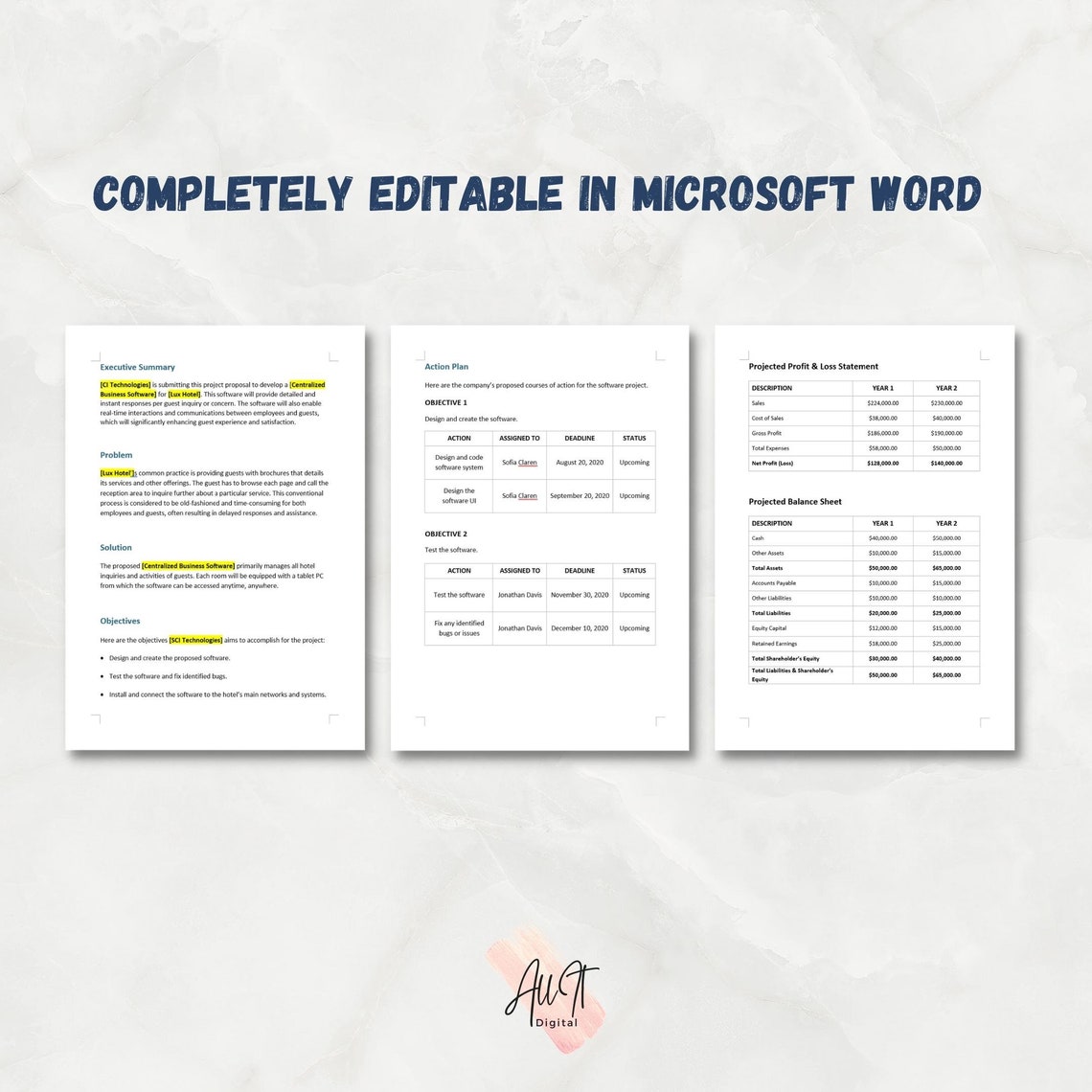50 Project Proposal Templates | MS Word Template | - Etsy