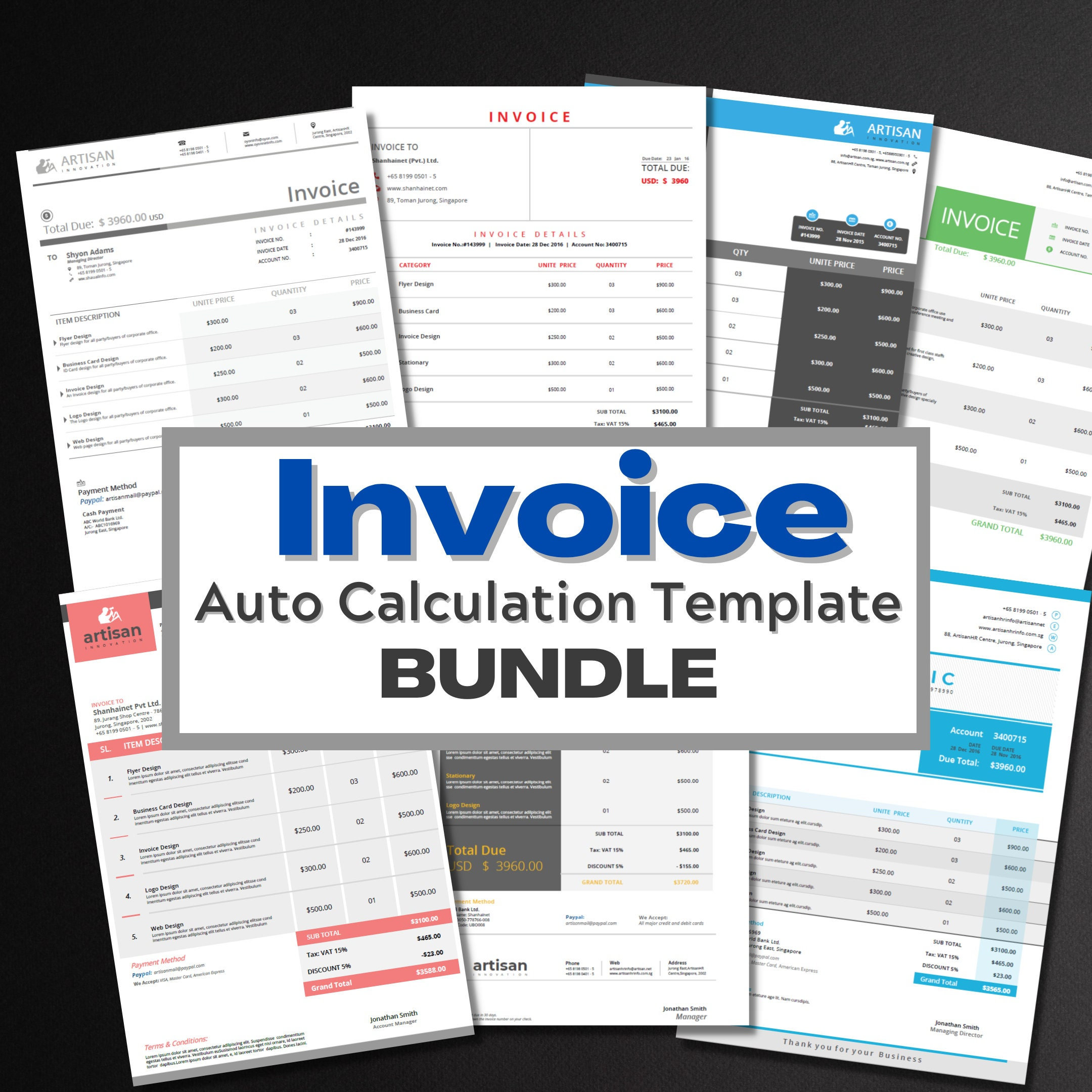 Invoice Template Bundle | Business Invoice | Invoice Template Word ...