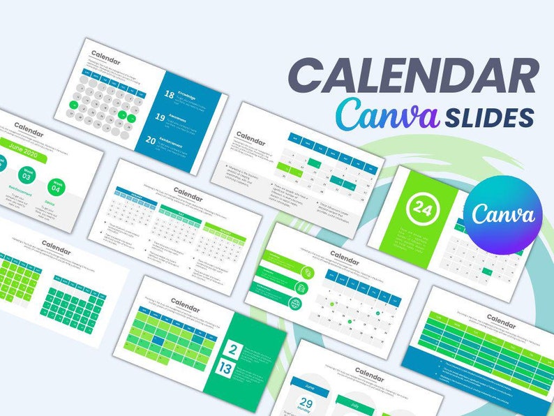 Editable Calendar Chart Canva Templates | Presentation Slides - Etsy UK