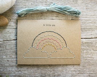 Stitched Baby & Expecting Card - Hi Little One| Hand Embroidered, Reusable Card |  Misprinted Mind Design | Baby Shower Gift