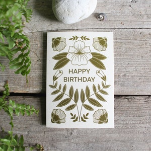 Blumen alles Gute zum Geburtstagkarte | Grüne botanische Geburtstagskarte | Blumenfest Karte | Umweltfreundliches & wiederverwendbares Design | Geschenkkarte zum Geburtstag
