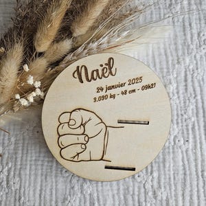 Support en bois bracelet naissance bébé