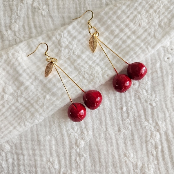 Boucles d'oreilles cerises