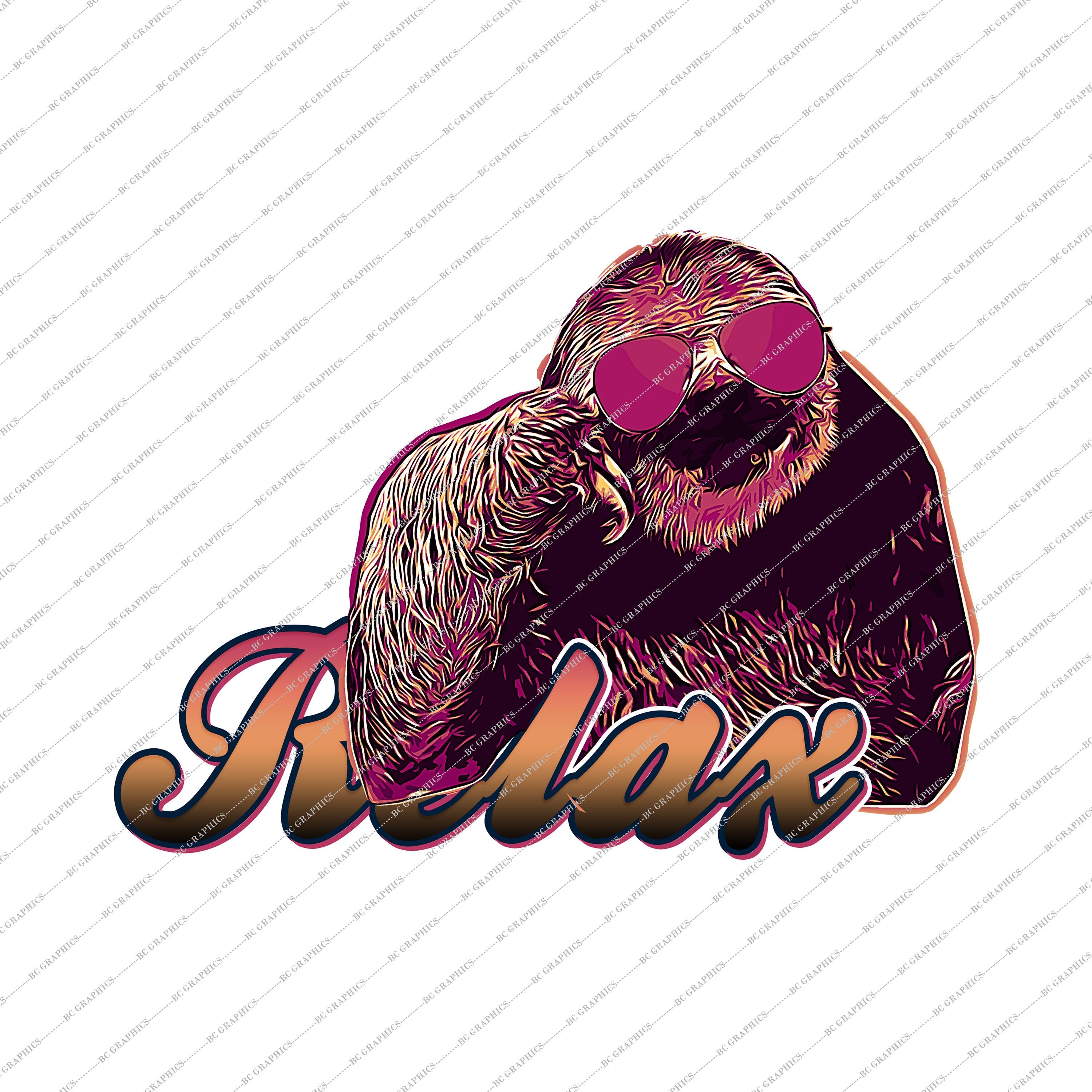 Relax Sloth Graphic PNG, SVG, JPG, Digital Download Files Design Shirts ...