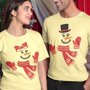 Snowman Couple Shirt, Snowwoman Shirt, Christmas Shirt, Christmas Tee, Snowman Christmas Tshirt, Unisex Bella Canvas Shirt