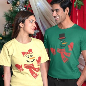 Snowman Couple Shirt, Snowwoman Shirt, Christmas Shirt, Christmas Tee, Snowman Christmas Tshirt, Unisex Bella Canvas Shirt