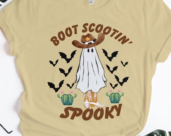 Boot Scootin Spooky Shirt, Halloween Shirt, Western Halloween Tee,Cowboy Spooky Shirt, Halloween Gift, Cowboy Ghost Shirt,Boot Scoot Vintage