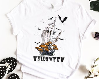 Skeleton Halloween Shirt, Pumpkin Halloween T shirt, Pumpkin Shirt, Fall Spooky Season T-shirt, Fall Unisex Shirts, Halloween Costume Shirt