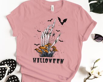 Skeleton Halloween Shirt, Pumpkin Halloween T shirt, Pumpkin Shirt, Fall Spooky Season T-shirt, Fall Unisex Shirts, Halloween Costume Shirt