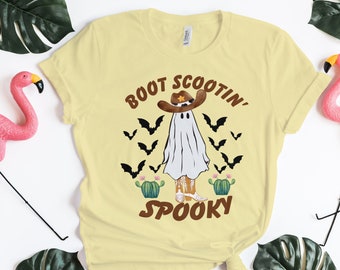 Boot Scootin Spooky Shirt, Halloween Shirt, Western Halloween Tee,Cowboy Spooky Shirt, Halloween Gift, Cowboy Ghost Shirt,Boot Scoot Vintage