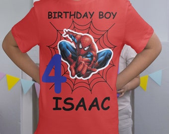Birthday Shirt for Boys Spiderman Custom Shirt Spiderman Birthday T-Shirt Custom Birthday Boy Tshirt Personalized Birthday Gift for Boys