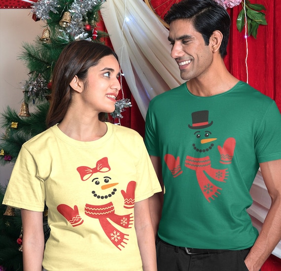 Snowman Couple Shirt, Snowwoman Shirt, Christmas Shirt, Christmas Tee, Snowman Christmas Tshirt, Unisex Bella Canvas Shirt