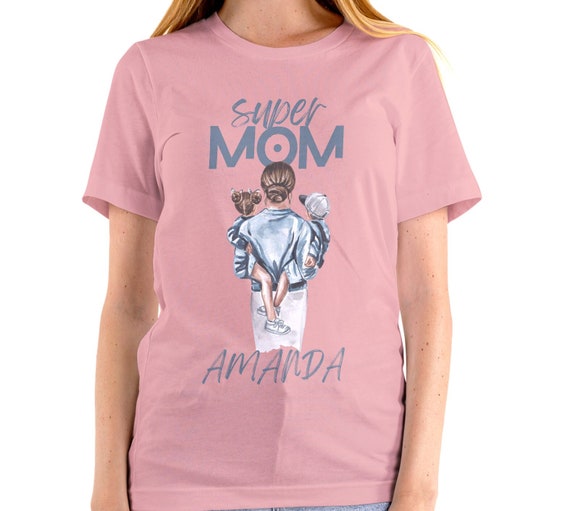 Personalized Mom Shirt Custom Shirt for Mom Mother's Day Gift for Mom Personalized Shirt for Mom Gift for Her Mom T-shirt Super Mom Shirt