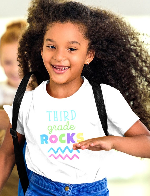 Third Grade Rocks Shirt, First Day of School Shirt, Back to School Kids shirts, First day of School Tee, Personalizable Kids Shirt,Grade Tee