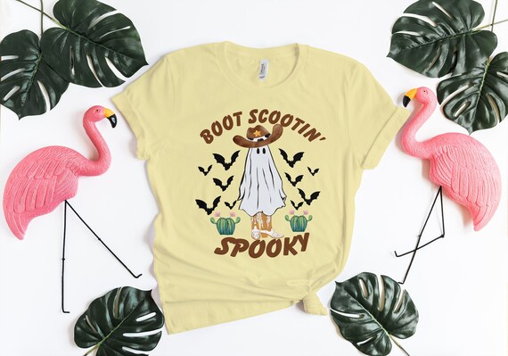 Boot Scootin Spooky Shirt, Halloween Shirt, Western Halloween Tee,Cowboy Spooky Shirt, Halloween Gift, Cowboy Ghost Shirt,Boot Scoot Vintage