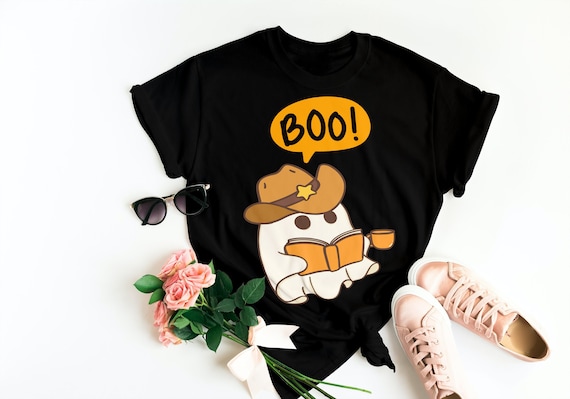 Ghost Reading Shirt, Boo Halloween Shirt, Book Lover Tshirt, Reading Shirt, Halloween School Shirt, Teacher Shirt, Librarian Cowboy Shirt