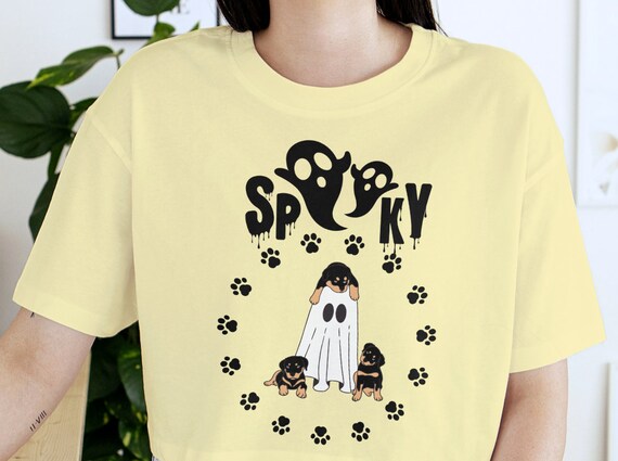 Dog Halloween Shirt, Ghost T Shirt, Ghost Dog TShirt, Fall T-shirts for Women, Halloween Dog Shirt, Retro Spooky Season, Spooky Dog Shirt