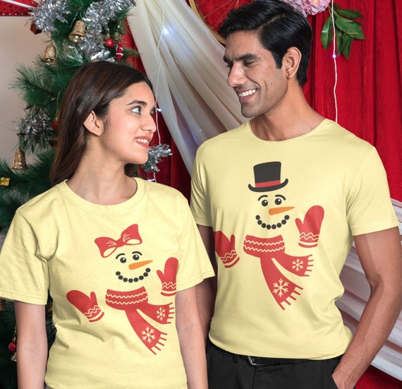 Snowman Couple Shirt, Snowwoman Shirt, Christmas Shirt, Christmas Tee, Snowman Christmas Tshirt, Unisex Bella Canvas Shirt