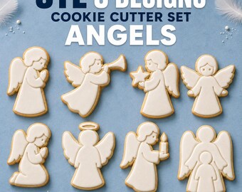 Angel Cookie Cutter STL Set, 8 Christmas and Baptism Cutter Stamp Designs