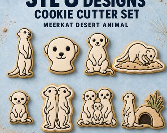 Meerkat Cookie Cutter STL Set, 8 Desert Animal Cutter and Stamp Designs