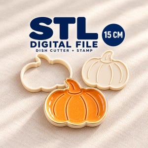 Wide Pumpkin Dish Mold STL, 15 cm Clay Cutter and Press