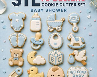 Baby Shower Cookie Cutter STL Mega Set, 16 New Baby Cutter and Stamp Designs
