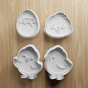 4 Easter Chick Cookie Cutter STL Bundle | Hatching Egg, Waving Chick (Digital Download)