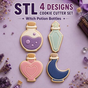Kakformar till trolldrycksflaska (STL Mini Set), 4 häxapotekardesigner