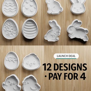 12 Easter Cookie Cutter STL Bundle, Bunny, Egg, Chick Designs (Digital Download)