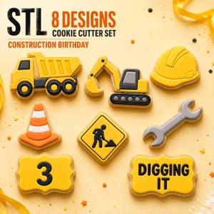 STL-set voor verjaardagskoekjes uitsteekvorm, 8 ontwerpen voor vrachtwagenfeesten