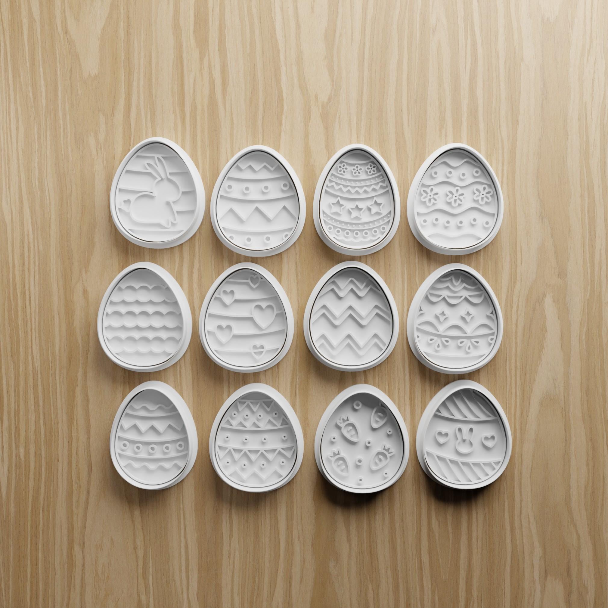 12 Easter Egg Cookie Cutter STL Files, Spring Cookie Stamp Set, 3D ...
