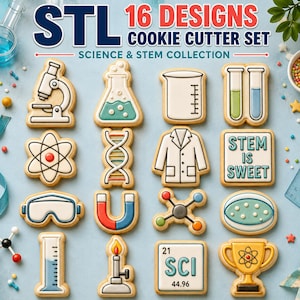 Emporte-pièce science STL Mega Set, 16 motifs STEM et chimie