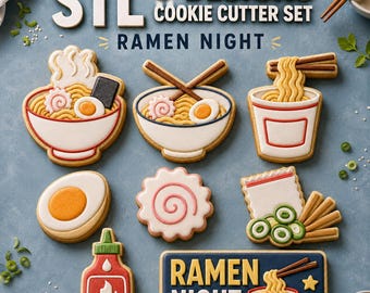 Ramen Cookie Cutter STL Set, 8 Japanese Noodle Cutter and Stamp Designs