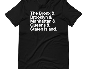 Camiseta unisex del distrito de Nueva York, camiseta de Nueva York, ropa de Brooklyn, camiseta de Manhattan, camiseta de Queens