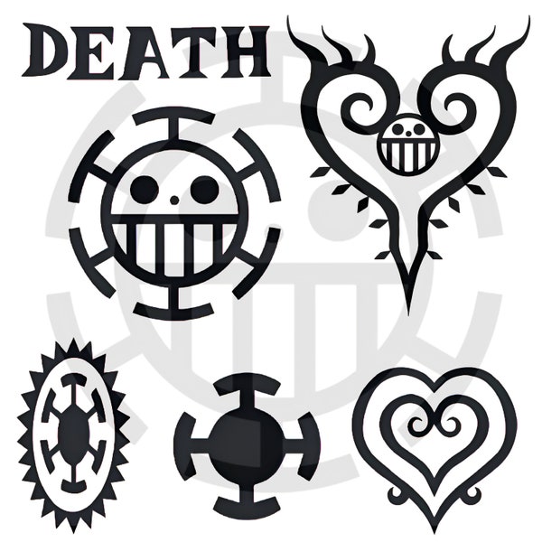 Trafalgar Law Heart Pirates Tattoos SVG Digital File Download One Piece Anime Cosplay Custom SVG