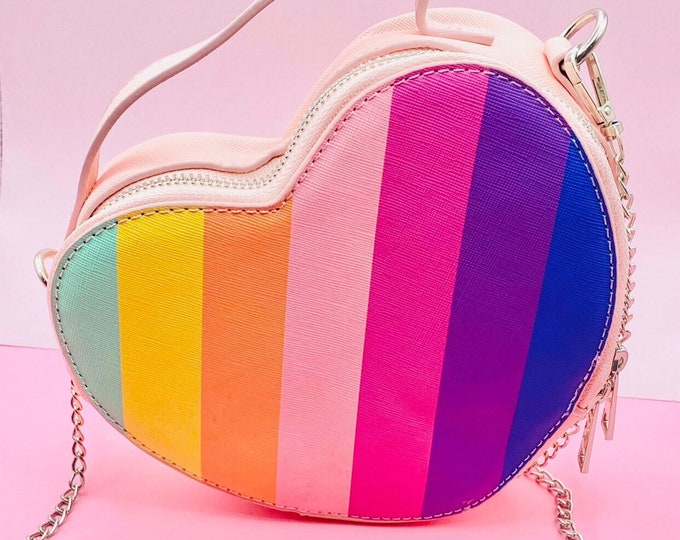 Heart Shaped Rainbow Crossbody Purse Valentines Day Valentines Day