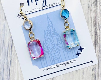 Sleeping Beauty Inspired "Make it Pink, Make it Blue" Crystal Dangle Earrings | Princess Aurora | Disney Inspired Jewelry | Sleeping Beauty