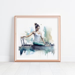 Pilates Aquarell Rezept, Pilates Wandkunst, Pilates Studio Dekor, Fitness Wandkunst