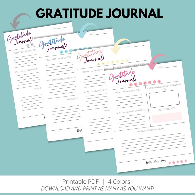 Gratitude Journal Printable Daily Gratitude Tracker - Etsy