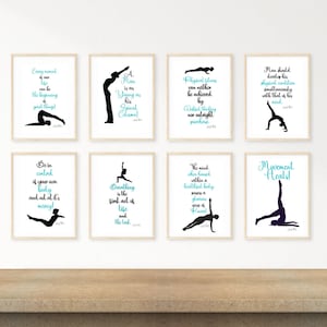 Pilates Wall Art, Joseph Pilates Studio Art, Set of 8 Pilates Quotes, Gift For Mom