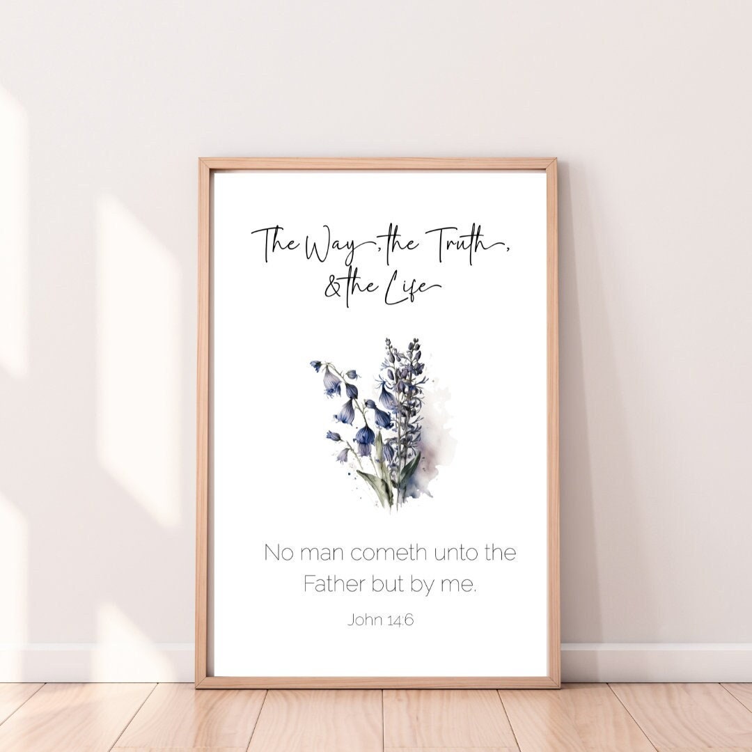 Bible Verse Wall Art Watercolor, Christian Home Decor Wall Art, the Way ...
