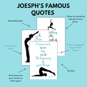 Pilates Wall Art, Joseph Pilates Studio Art, Set of 8 Pilates Quotes, Gift For Mom image 7