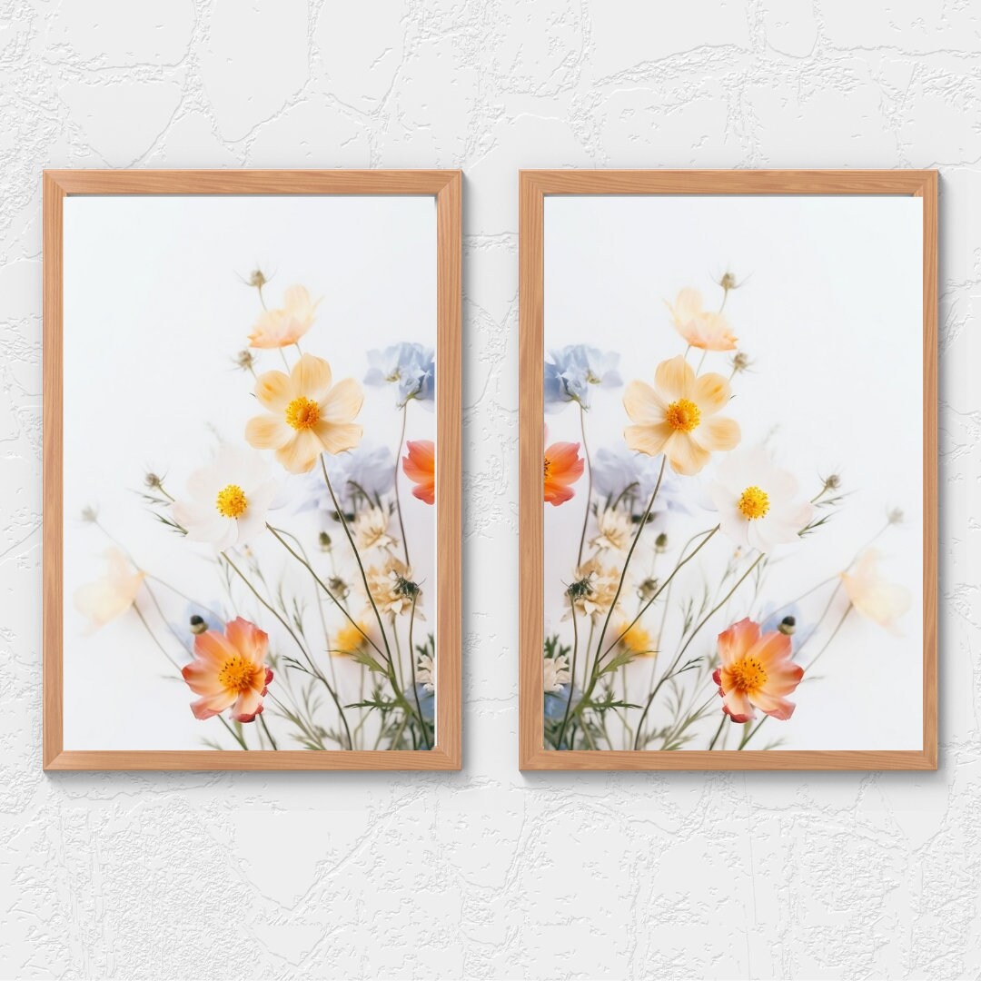 Printable Floral Wall Art, Set of 2 Floral Prints, Colorful Wild