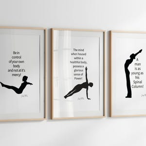 Peut inclure: Trois impressions encadr&eacute;es en noir et blanc avec des citations inspirantes sur le corps et l'esprit. Les citations sont : "Soyez ma&icirc;tre de votre propre corps et non &agrave; sa merci !"  "L'esprit, lorsqu'il est log&eacute; dans un corps sain, poss&egrave;de un sentiment glorieux de puissance !"  "Un homme est aussi jeune que sa colonne vert&eacute;brale !"