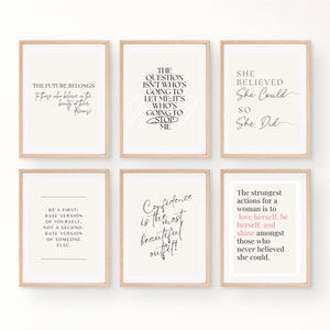 Inspirational Wall Art For Women, Motivational Office Decor, Inspirational Quotes, Set of 6 Quotes, Digital Wall Art Prints