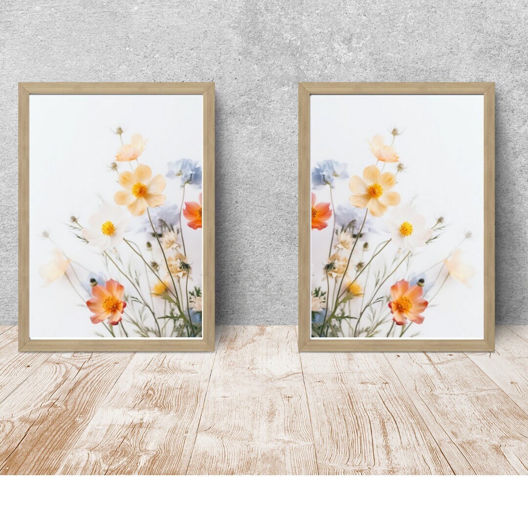 Printable Floral Wall Art, Set of 2 Floral Prints, Colorful Wild