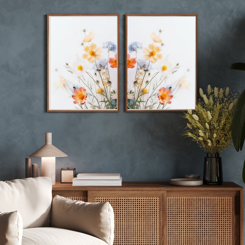 Printable Floral Wall Art, Set of 2 Floral Prints, Colorful Wild