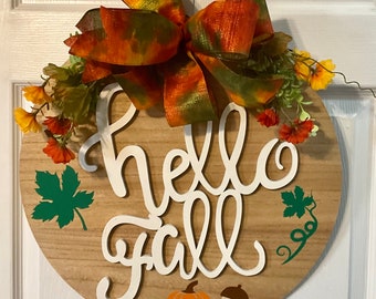 Hello Fall Door Hanger, Fall Door Hanger, Autumn Door Hanger, Fall Door Decor,